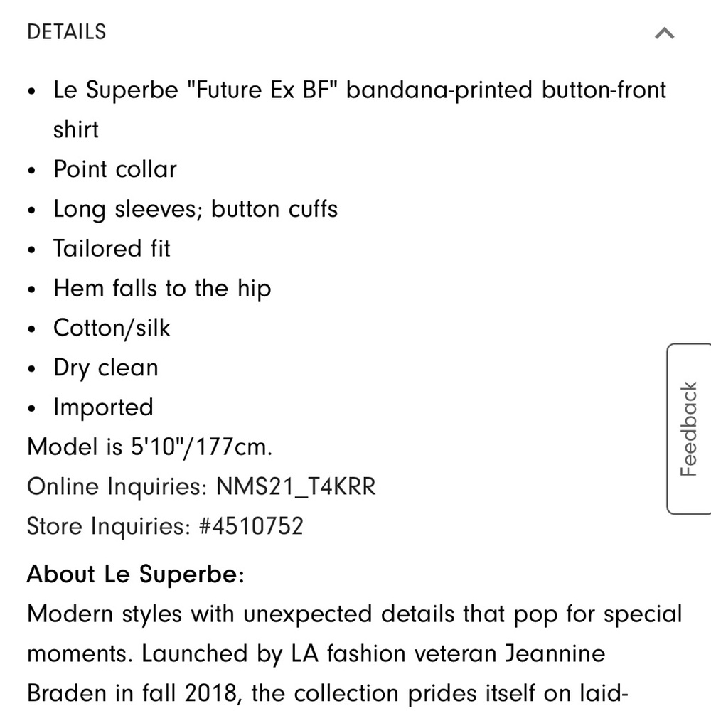 Le Superbe "Future Ex BF" bandana-printed button-front shirt - Picture 10 of 10
